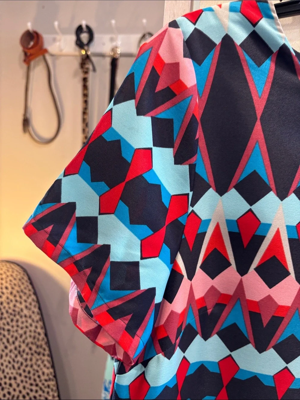 J. Crew Geometric Sheath Dress in Black, Pink, Red & Turquoise